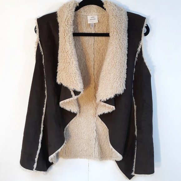 Knox Rose Jackets & Blazers - Knox Rose Suede Vest Women's XL GUC Soft Warm Sherpa Lining